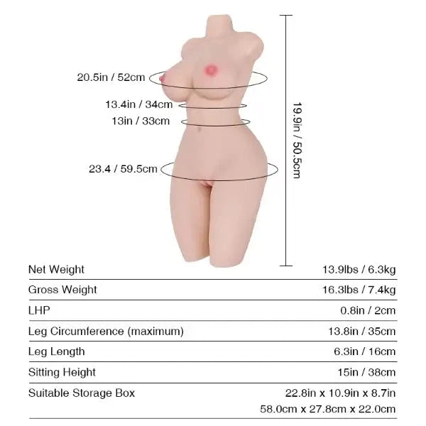 Tantaly Dolls 50.5cm (1ft 8') MILF Beginner Masturbator Body Sex Doll Torso - Miki