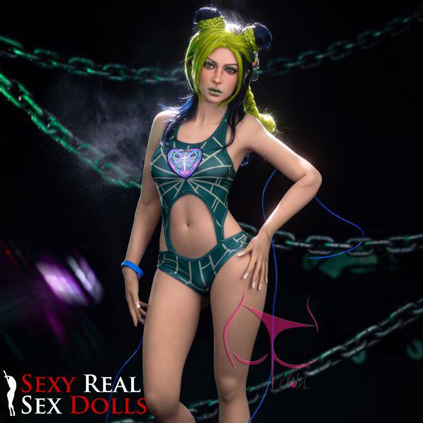 FunWest Doll 159cm (5ft2') A-Cup Green Hair Small Boobs Real Doll Sex Doll - Elina