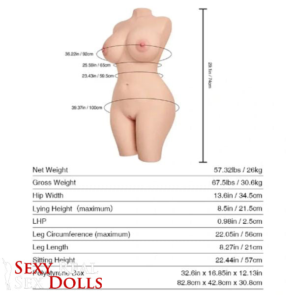 Tantaly Dolls 74cm (2ft 5') MILF Celebrity Body Sex Doll Torso - Badd Angel